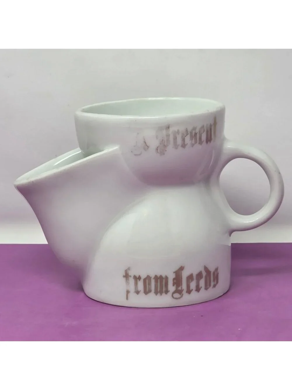 Vintage Made in Germany White Ceramic Shaving Scuttle Mug Barber Cup From Leeds
